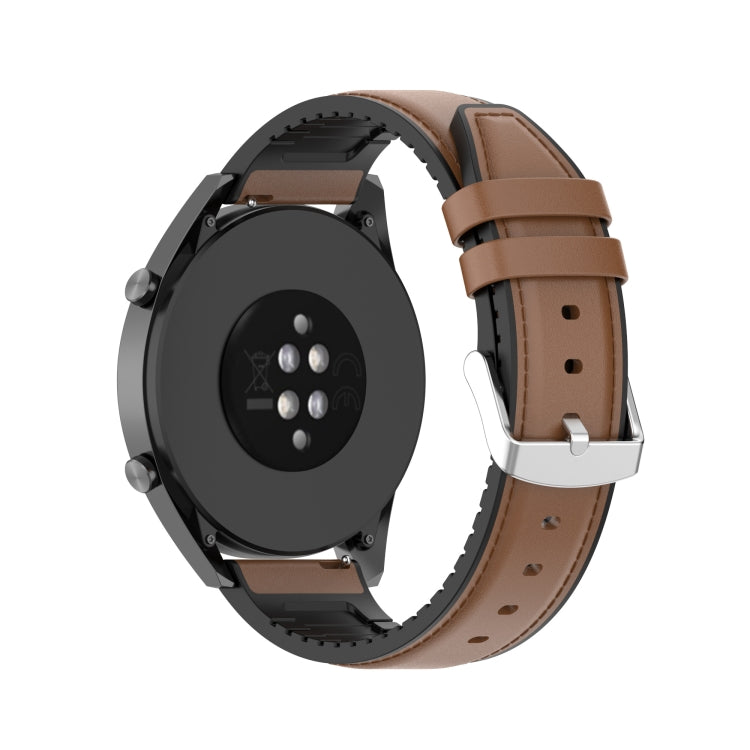 20mm Silicone Leather Watch Band for Huawei Watch GT 2 42mm(Brown) - Watch Bands by PMC TechLife | Online Shopping South Africa | PMC TechLife | Buy Now Pay Later Mobicred