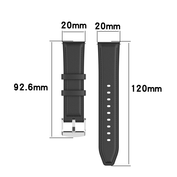 20mm Silicone Leather Watch Band for Huawei Watch GT 2 42mm(Brown) - Watch Bands by PMC TechLife | Online Shopping South Africa | PMC TechLife | Buy Now Pay Later Mobicred