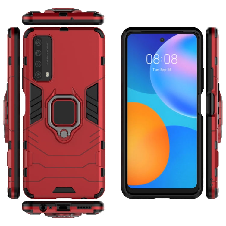 For Huawei P Smart (2021) PC + TPU Shockproof Protective Case with Magnetic Ring Holder(Red) - free shipping - PMC TechLife - Order now!