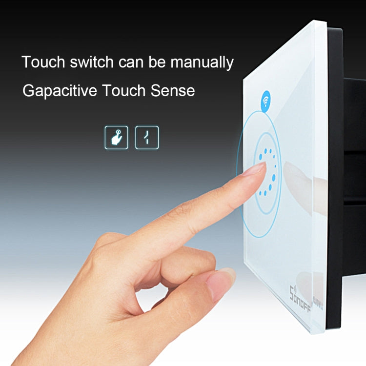 Sonoff  Touch 86mm 1 Gang Tempered Glass Panel Wall Switch Smart Home Light Touch Switch, Compatible with Alexa and Google Home, AC 90V-250V 400W 2A - Smart Socket by PMC TechLife | Online Shopping South Africa | PMC TechLife