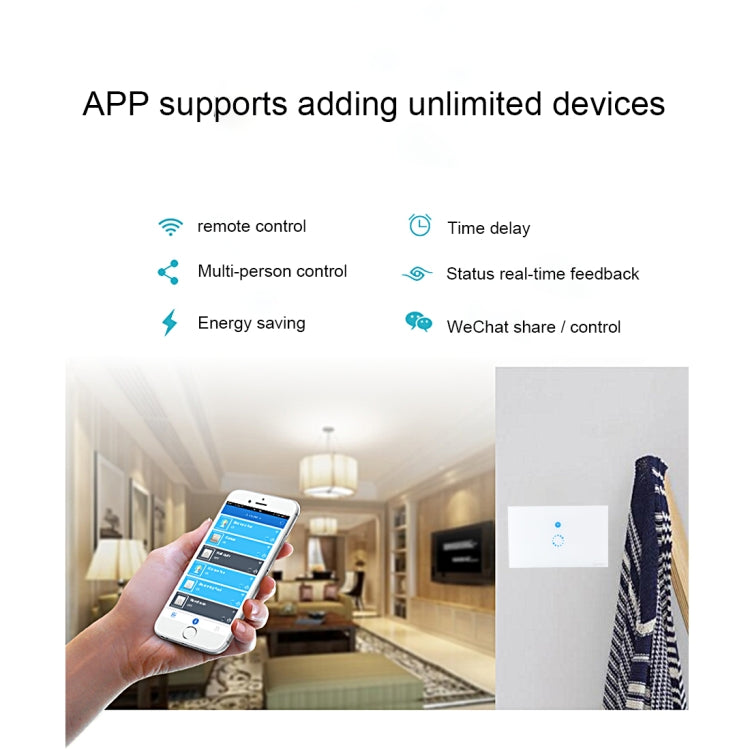Sonoff  Touch 120mm 1 Gang Tempered Glass Panel Wall Switch Smart Home Light Touch Switch, Compatible with Alexa and Google Home, AC 90V-250V 400W 2A - Smart Socket by PMC TechLife | Online Shopping South Africa | PMC TechLife