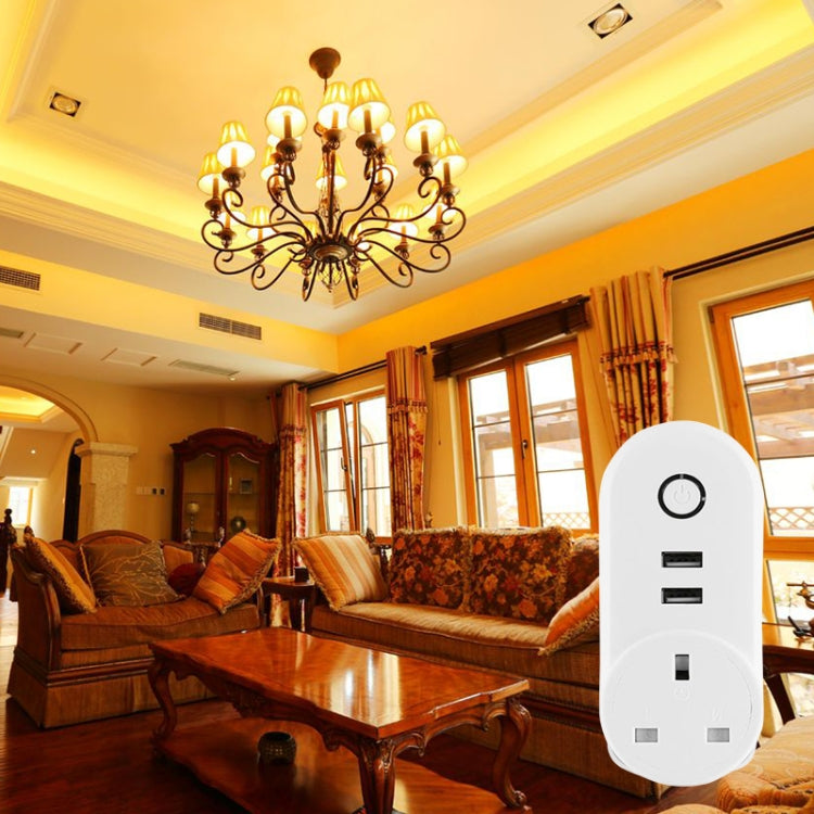SA-002 2 USB Ports + 1 UK Socket WiFi Smart Power Plug Socket, Compatible with Alexa and Google Home, AC 110V-230V, UK Plug - Smart Socket by PMC TechLife | Online Shopping South Africa | PMC TechLife