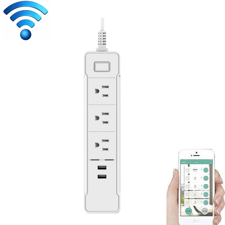 C198A 2 USB Ports + 3 US Sockets WiFi Smart Power Plug Socket, Compatible with Alexa and Google Home, AC 110V-240V, US Plug(White) - Smart Socket by PMC TechLife | Online Shopping South Africa | PMC TechLife