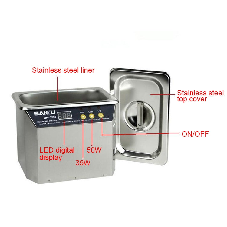 BAKU BK-3550 35W / 50W Adjustable 0.8L LCD Display Ultrasonic Cleaner, AC 110V, US Plug - Ultrasonic Cleaner by BAKU | Online Shopping South Africa | PMC TechLife | Buy Now Pay Later Mobicred