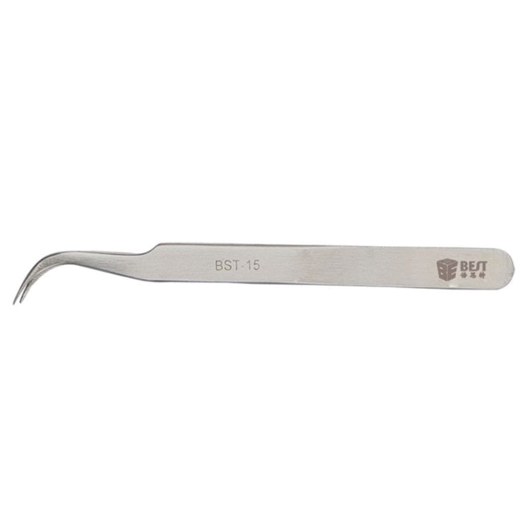 BEST BST-15L Brushed stainless steel tweezers - Tweezers by BEST | Online Shopping South Africa | PMC TechLife | Buy Now Pay Later Mobicred