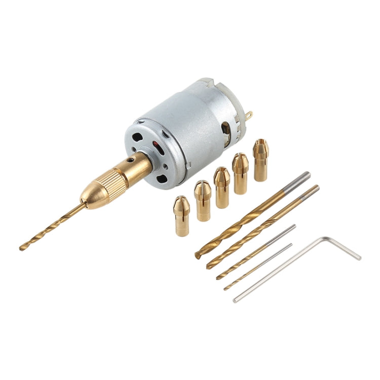 WLXY WL-DIY001 Mini DIY Brass Electric Drill Chucks Drill Bits Set DC-12V Motor - free shipping - PMC TechLife - Order now!