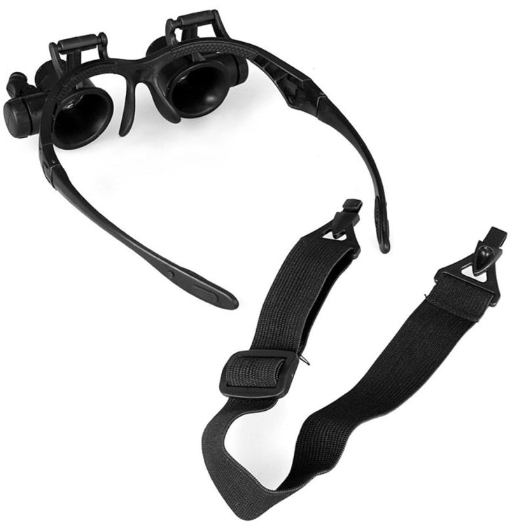 10X 15X 20X 25X Double Eye Glasses Lens Jeweler Watch Repair Head Magnifier with 2 LED Lights(Black) - free shipping - PMC TechLife - Order now!