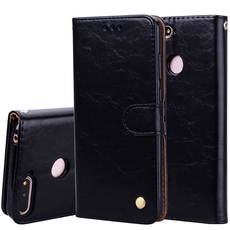 Business Style Oil Wax Texture Horizontal Flip Leather Case for Huawei Honor 7A (with fingerprint hole), with Holder & Card Slots & Wallet(Black) - Honor Cases by PMC TechLife | Online Shopping South Africa | PMC TechLife