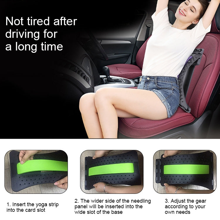 Lumbar Traction Stretching Device Posture Corrector Waist Support Spine Pain Relief Back Massage Stretcher(Black+green) - free shipping - PMC TechLife - Order now!