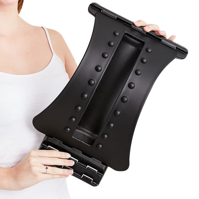 Lumbar Traction Stretching Device Posture Corrector Waist Support Spine Pain Relief Back Massage Stretcher(Black+green) - free shipping - PMC TechLife - Order now!