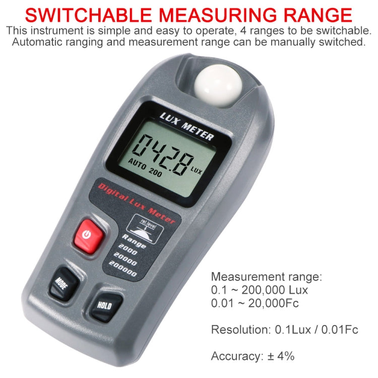 MT-30 LCD Portable Digital Light Lux Meter for Factory / School / House Various Occasion, Range: 0.1-200,000 Lux - free shipping - PMC TechLife - Order now!