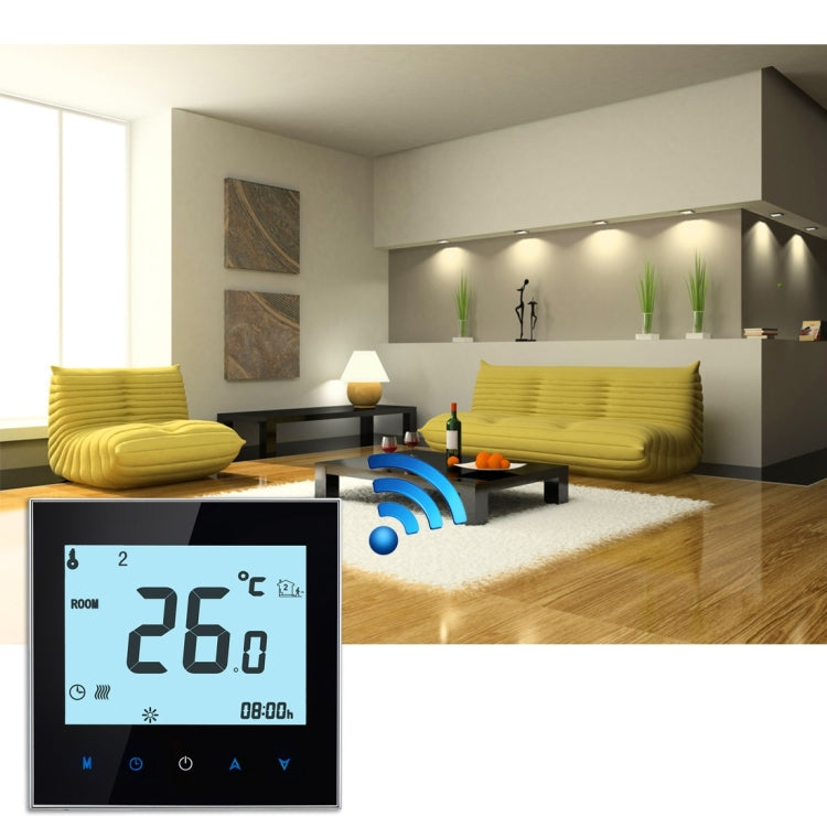 BHT-1000-GA-WIFI 3A Load Water Heating Type Touch LCD Digital WiFi Heating Room Thermostat, Display Clock / Temperature / Periods / Time / Week / Heat etc.(Black) - Indoor Thermometer by PMC TechLife | Online Shopping South Africa | PMC TechLife