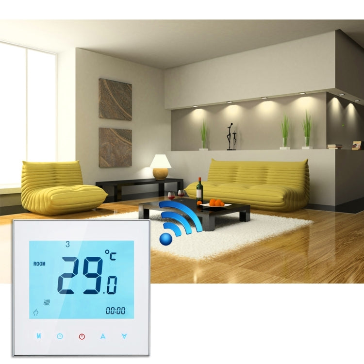 BHT-1000-GB-WIFI 16A Load Electronic Heating Type Touch LCD Digital WiFi Heating Room Thermostat with Sensor, Display Clock / Temperature / Periods / Time / Week / Heat etc.(White) - Indoor Thermometer by PMC TechLife | Online Shopping South Africa | PMC TechLife