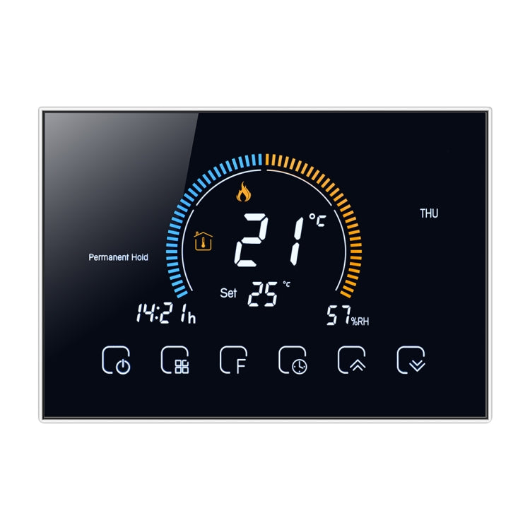 BHT-8000-GA Control Water Heating Energy-saving and Environmentally-friendly Smart Home Negative Display LCD Screen Round Room Thermostat without WiFi(Black) - Thermostat & Thermometer by PMC TechLife | Online Shopping South Africa | PMC TechLife