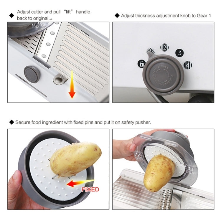 CZ-01 Multifunctional Household Stainless Steel Manual Vegetable Cutting Machine Carrot Potato Grater (Silver) - free shipping - PMC TechLife - Order now!