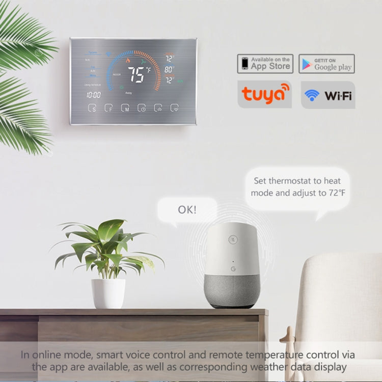 BHP-8000-WIFI-SS 3H2C Smart Home Heat Pump Round Room Brushed Mirror Housing Thermostat with WiFi, AC 24V - Thermostat & Thermometer by PMC TechLife | Online Shopping South Africa | PMC TechLife