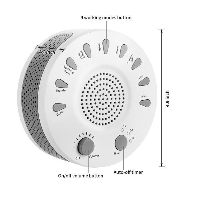 White Noise Machine Sleep Aid Device Improves Sleeping with Nine Timed Music(White) - free shipping - PMC TechLife - Order now!