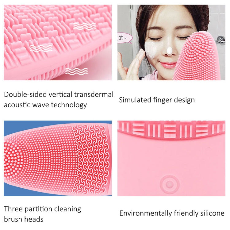 CNaier AE-618 Battery-powered Silicone Acoustic Wave Face Skin Care Electric Facial Cleanser (Blue) - free shipping - PMC TechLife - Order now!