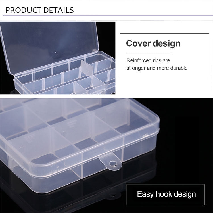 Removable Grid Plastic 15 Slots Box Organizer for Jewelry Earring Fishing Hook Small Accessories(White+Blue) - free shipping - PMC TechLife - Order now!