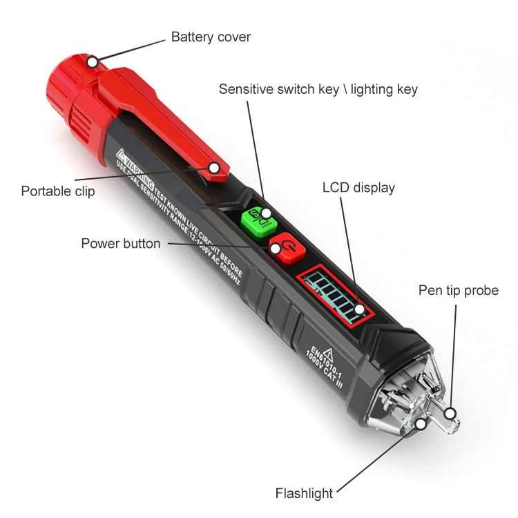 HABOTEST HT100 High-sensitivity LCD Digital Display Sound and Light Alarm Test Pen - Current & Voltage Tester by HABOTEST | Online Shopping South Africa | PMC TechLife | Buy Now Pay Later Mobicred