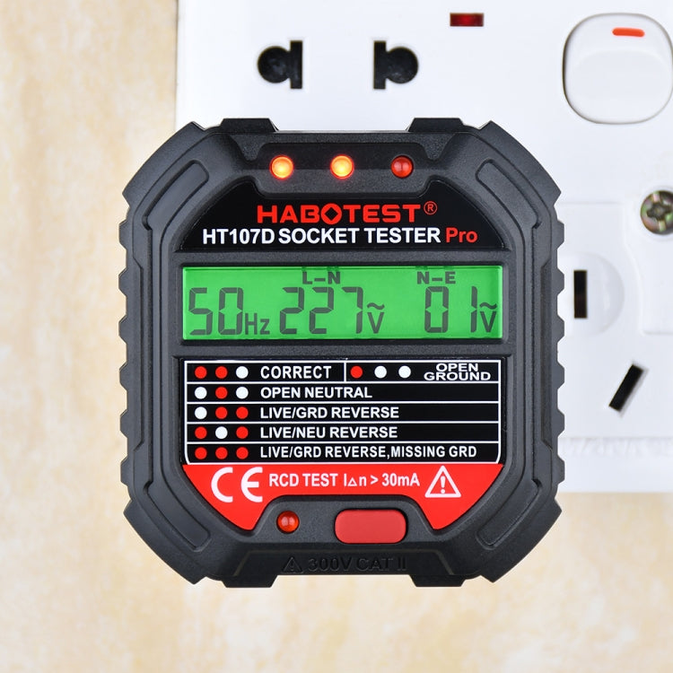 HABOTEST HT107D Multifunctional Digital Display Socket Tester (EU Plug) - Current & Voltage Tester by HABOTEST | Online Shopping South Africa | PMC TechLife | Buy Now Pay Later Mobicred