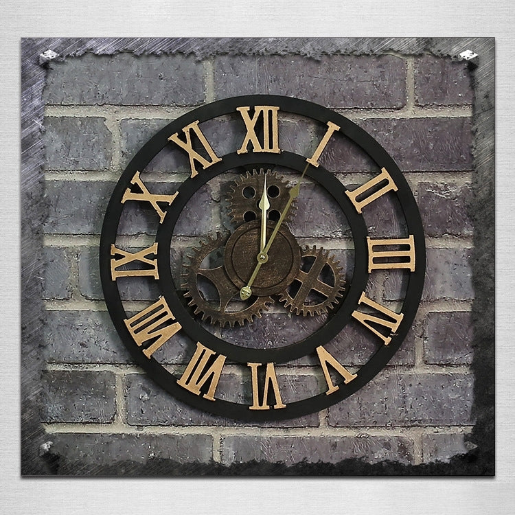 Originality American Industrial Style Wood Vintage Old Gear Wall Clock(Gold) - free shipping - PMC TechLife - Order now!