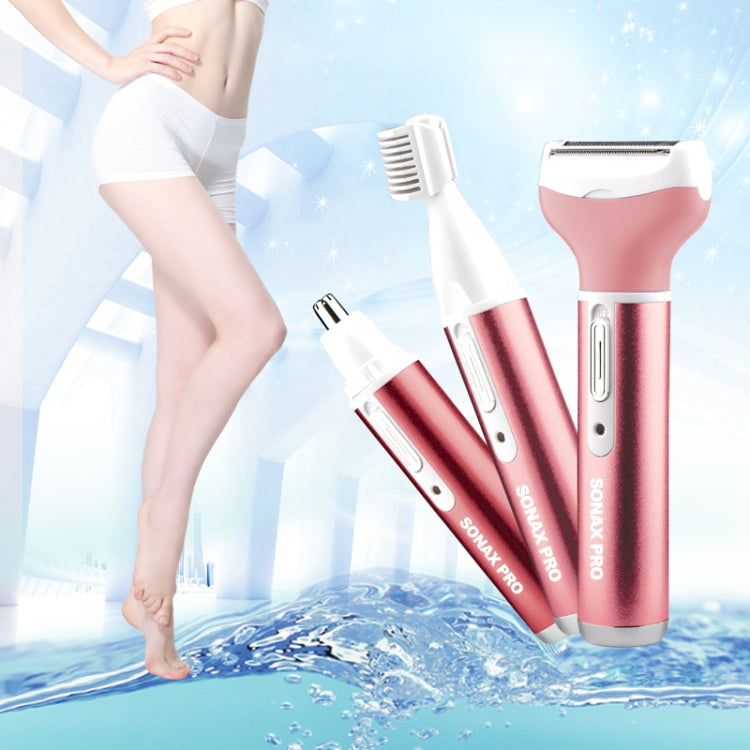 220V 3 In 1  Water Proof Rechargeable Vibrissa Eyebrows Trimmer Body Hair Denuding Machine Set, EU Plug(Pink) - free shipping - PMC TechLife - Order now!
