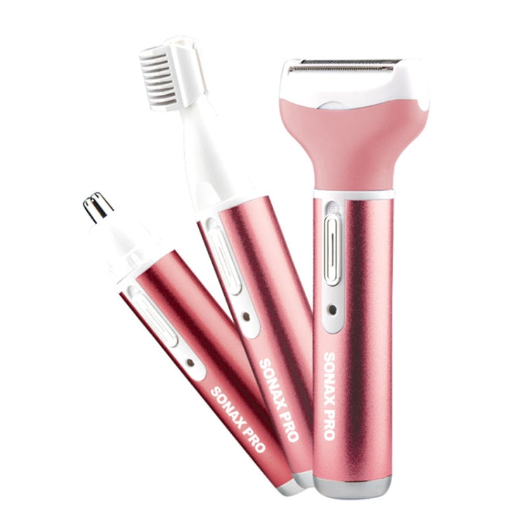 220V 3 In 1  Water Proof Rechargeable Vibrissa Eyebrows Trimmer Body Hair Denuding Machine Set, EU Plug(Pink) - free shipping - PMC TechLife - Order now!
