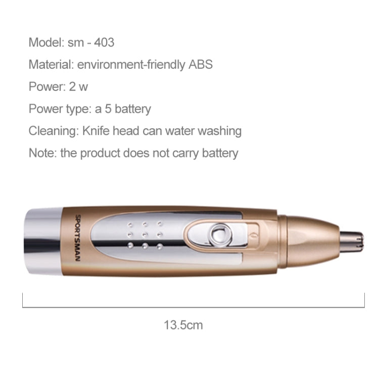 SPORTSMAN Water Proof Battery Power Supply  Male Nose Ear Hair Bullet Shaped Trimmer(Gold) - free shipping - PMC TechLife - Order now!