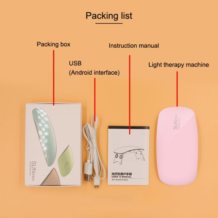 SUN mini 2 6W UV + LED USB Nail Lamp Fingernail Gel Curing Dryer(Pink) - free shipping - PMC TechLife - Order now!