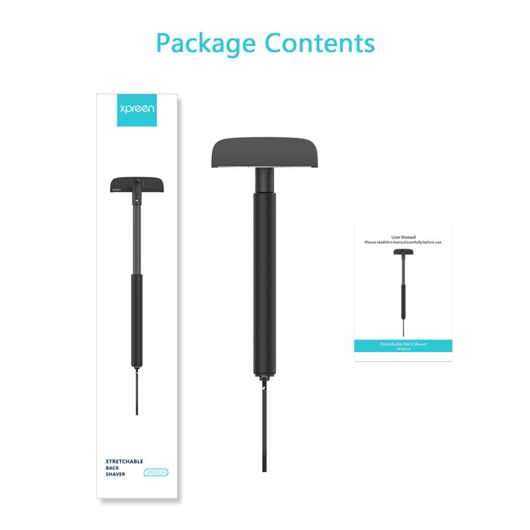 XPREEN XPRE034 Stretchable Handle Stainless Steel Blade Back Shaver Adjustable Back Razor with Lanyard for Men(Black) - Hair Removal by Xpreen | Online Shopping South Africa | PMC TechLife | Buy Now Pay Later Mobicred