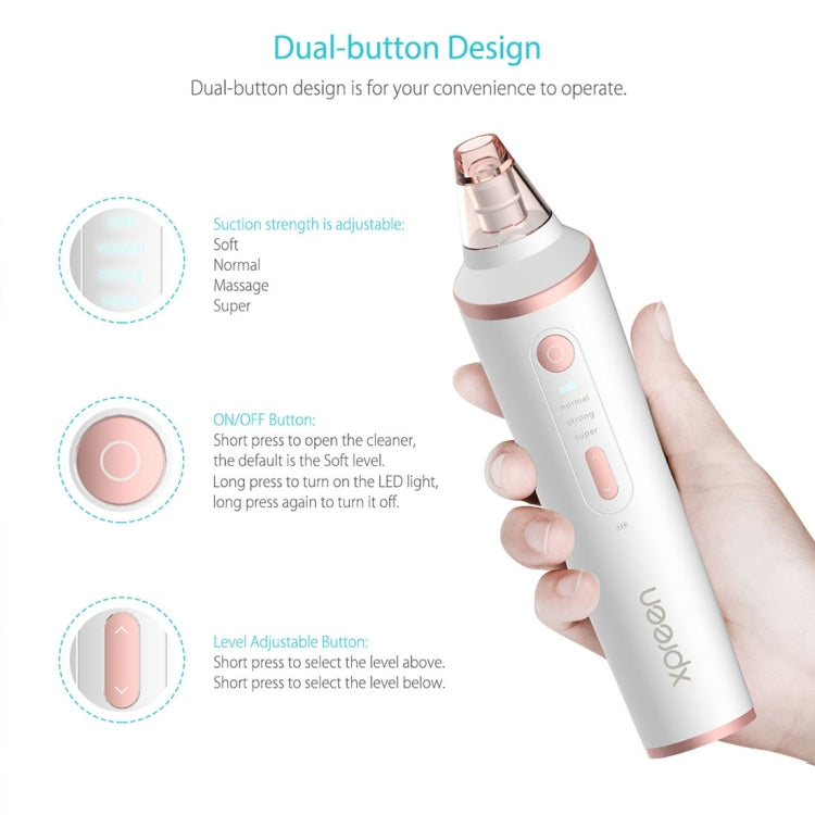 XPREEN XPRE037 Wireless Charging  Multi-function Blackhead Extractor Pore Cleanser with Four Probes & LED Lighting Function(White) - free shipping - PMC TechLife - Order now!