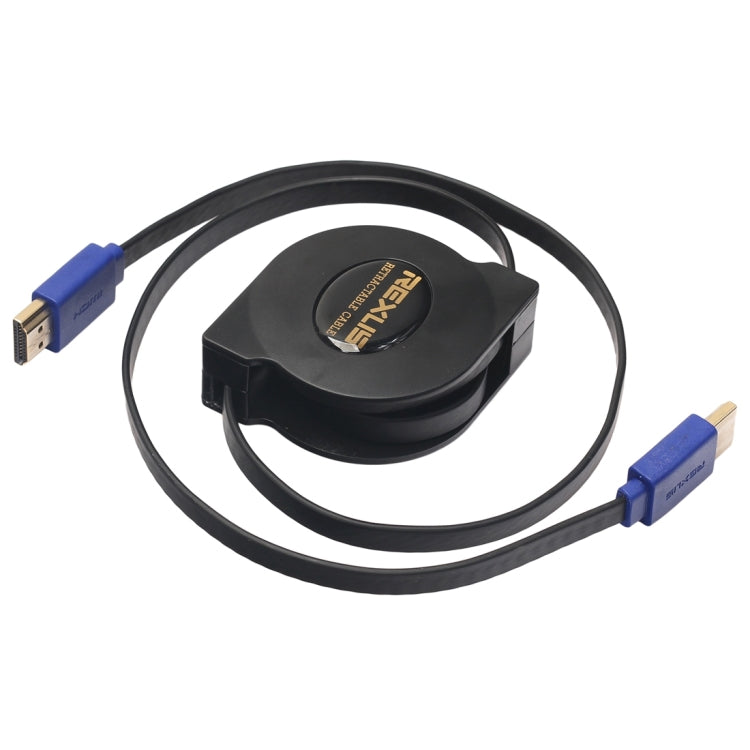 1.8m HDMI 1.4 (1080P) Gold Plated Connectors HDMI Male to HDMI Male Retractable Flat Cable (Black) - Cable by PMC TechLife | Online Shopping South Africa | PMC TechLife
