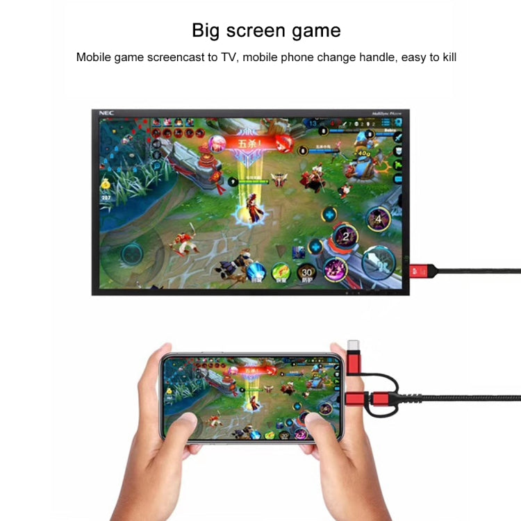 3 in 1 Micro USB + USB-C / Type-C + 8 Pin to HDMI HDTV Cable(Red) - Video & Audio Cable by PMC TechLife | Online Shopping South Africa | PMC TechLife | Buy Now Pay Later Mobicred