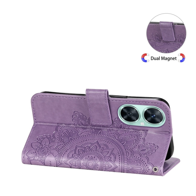 For Huawei nova 11i / Maimang 20 5G / Enjoy 60 Pro 7-petal Flowers Embossing Leather Phone Case (Light Purple) - free shipping - PMC TechLife - Order now!