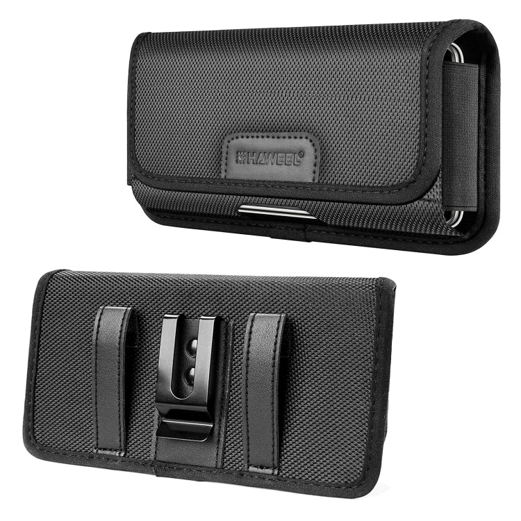 HAWEEL 6.1-6.8 inch Nylon Cloth Phone Belt Clip Horizontal Carrying Pouch with Card Slot (Black) -  by HAWEEL | Online Shopping South Africa | PMC TechLife | Buy Now Pay Later Mobicred