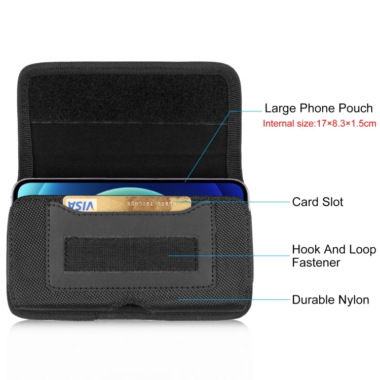 HAWEEL 6.1-6.8 inch Nylon Cloth Phone Belt Clip Horizontal Carrying Pouch with Card Slot (Black) -  by HAWEEL | Online Shopping South Africa | PMC TechLife | Buy Now Pay Later Mobicred