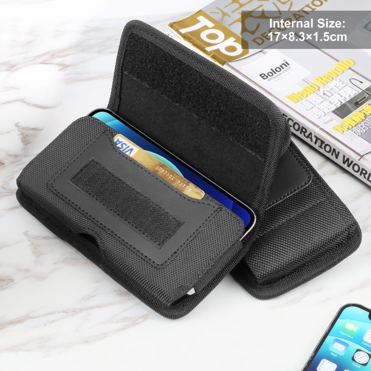 HAWEEL 6.1-6.8 inch Nylon Cloth Phone Belt Clip Horizontal Carrying Pouch with Card Slot (Black) -  by HAWEEL | Online Shopping South Africa | PMC TechLife | Buy Now Pay Later Mobicred