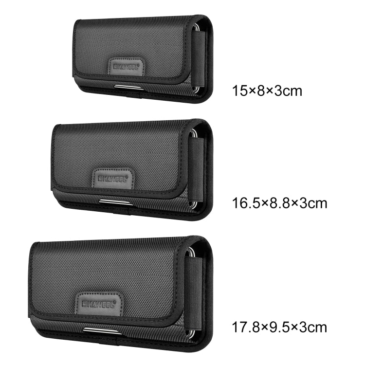 HAWEEL 6.1-6.8 inch Nylon Cloth Phone Belt Clip Horizontal Carrying Pouch with Card Slot (Black) -  by HAWEEL | Online Shopping South Africa | PMC TechLife | Buy Now Pay Later Mobicred