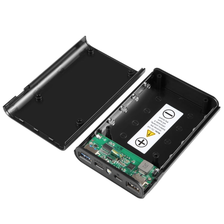HAWEEL DIY 4x 18650 Battery (Not Included) 12000mAh Dual-way QC Charger Power Bank Shell Box with 2x USB Output & Display,  Support QC 2.0 / QC 3.0 / FCP / SFCP /  AFC / MTK / BC 1.2 / PD(Black) - Power Bank Box by HAWEEL | Online Shopping South Africa | PMC TechLife | Buy Now Pay Later Mobicred