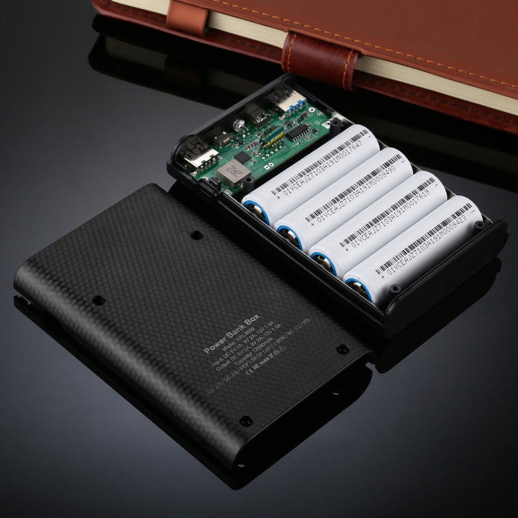 HAWEEL DIY 4x 18650 Battery (Not Included) 12000mAh Dual-way QC Charger Power Bank Shell Box with 2x USB Output & Display,  Support QC 2.0 / QC 3.0 / FCP / SFCP /  AFC / MTK / BC 1.2 / PD(Black) - Power Bank Box by HAWEEL | Online Shopping South Africa | PMC TechLife | Buy Now Pay Later Mobicred