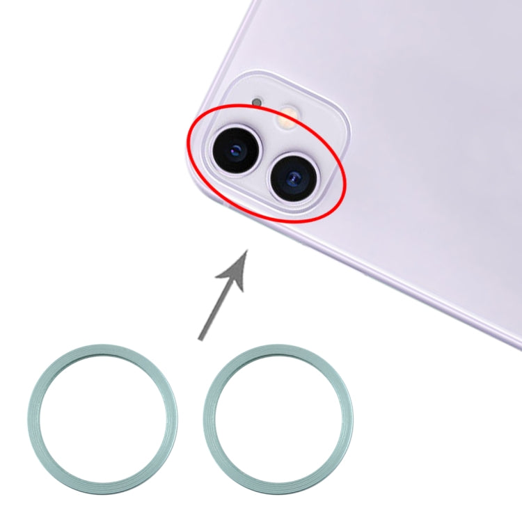 2 PCS Rear Camera Glass Lens Metal Protector Hoop Ring for iPhone 11(Green) - free shipping - PMC TechLife - Order now!
