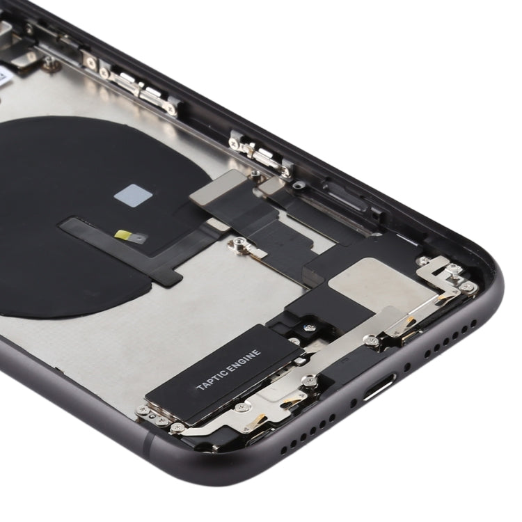 Battery Back Cover Assembly (with Side Keys & Power Button + Volume Button Flex Cable & Wireless Charging Module & Motor & Charging Port & Speaker Ringer Buzzer & Card Tray & Camera Lens Cover) for iPhone 11(Black) - Back Cover by PMC TechLife | Online Shopping South Africa | PMC TechLife