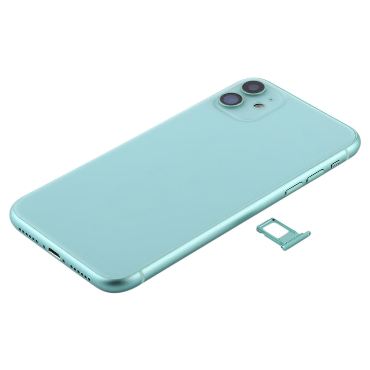Battery Back Cover Assembly (with Side Keys & Power Button + Volume Button Flex Cable & Wireless Charging Module & Motor & Charging Port & Speaker Ringer Buzzer & Card Tray & Camera Lens Cover) for iPhone 11(Green) - Back Cover by PMC TechLife | Online Shopping South Africa | PMC TechLife | Buy Now Pay Later Mobicred