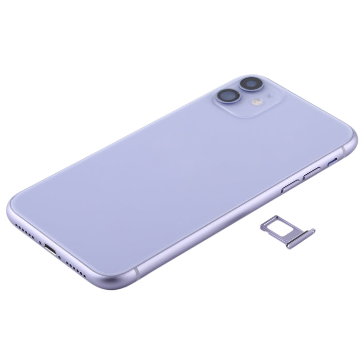 Battery Back Cover Assembly (with Side Keys & Power Button + Volume Button Flex Cable & Wireless Charging Module & Motor & Charging Port & Speaker Ringer Buzzer & Card Tray & Camera Lens Cover) for iPhone 11(Purple) - Back Cover by PMC TechLife | Online Shopping South Africa | PMC TechLife