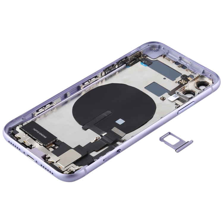 Battery Back Cover Assembly (with Side Keys & Power Button + Volume Button Flex Cable & Wireless Charging Module & Motor & Charging Port & Speaker Ringer Buzzer & Card Tray & Camera Lens Cover) for iPhone 11(Purple) - Back Cover by PMC TechLife | Online Shopping South Africa | PMC TechLife