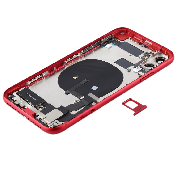 Battery Back Cover Assembly (with Side Keys & Power Button + Volume Button Flex Cable & Wireless Charging Module & Motor & Charging Port & Speaker Ringer Buzzer & Card Tray & Camera Lens Cover) for iPhone 11(Red) - Back Cover by PMC TechLife | Online Shopping South Africa | PMC TechLife