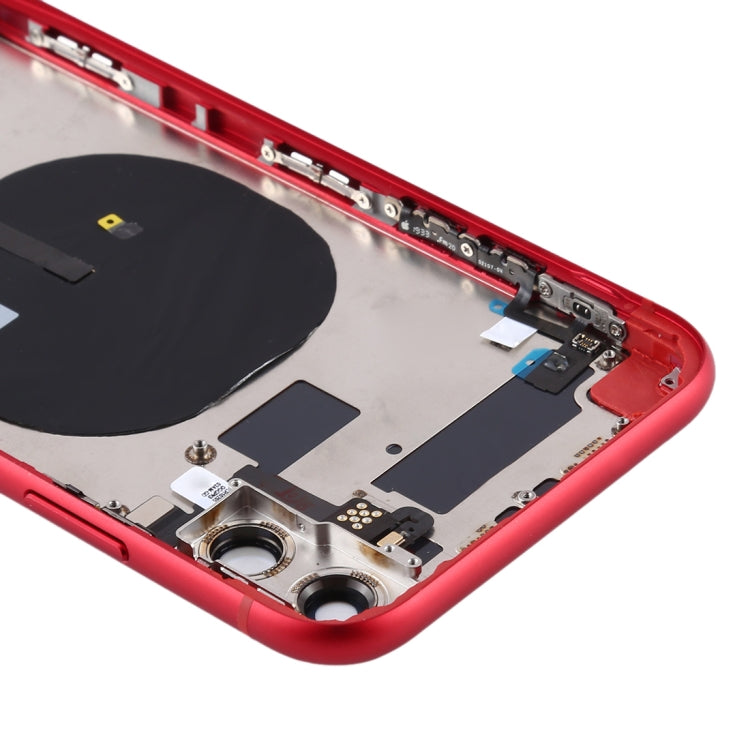 Battery Back Cover Assembly (with Side Keys & Power Button + Volume Button Flex Cable & Wireless Charging Module & Motor & Charging Port & Speaker Ringer Buzzer & Card Tray & Camera Lens Cover) for iPhone 11(Red) - Back Cover by PMC TechLife | Online Shopping South Africa | PMC TechLife