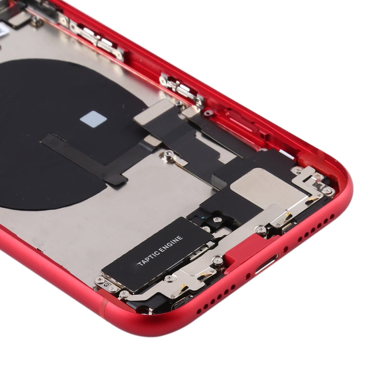 Battery Back Cover Assembly (with Side Keys & Power Button + Volume Button Flex Cable & Wireless Charging Module & Motor & Charging Port & Speaker Ringer Buzzer & Card Tray & Camera Lens Cover) for iPhone 11(Red) - Back Cover by PMC TechLife | Online Shopping South Africa | PMC TechLife