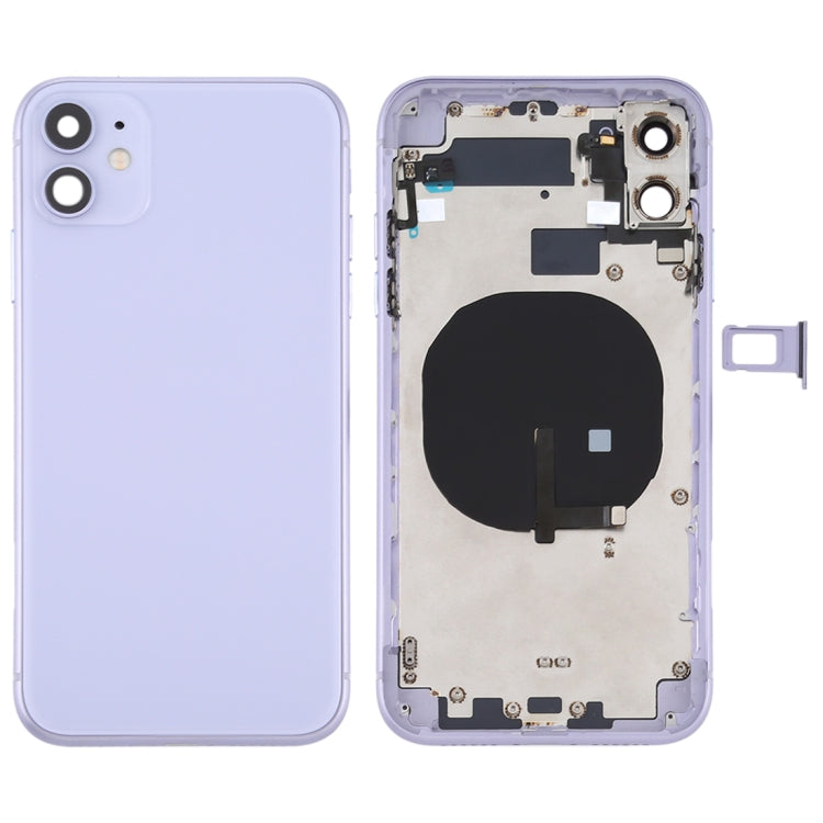Battery Back Cover (with Side Keys & Card Tray & Power + Volume Flex Cable & Wireless Charging Module) for iPhone 11(Purple) - Back Cover by PMC TechLife | Online Shopping South Africa | PMC TechLife | Buy Now Pay Later Mobicred
